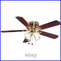 Indoor 52 in. LED Ceiling Fan Polished Brass with Light Kit Reversible 5 Blades