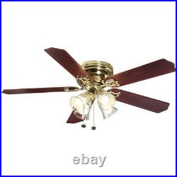 Indoor 52 in. LED Ceiling Fan Polished Brass with Light Kit Reversible Blades