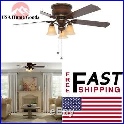 Indoor Berre Walnut Ceiling Fan with Light Kit 52 in. Stain Glass Lamp Shade