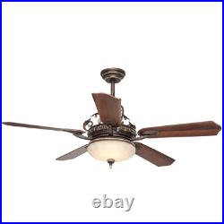 Indoor Ceiling Fan LED Light Kit 52 in. 5-Blades Remote Control Walnut