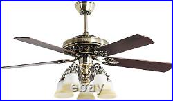 Indoor Ceiling Fan Light Fixtures New Bronze Remote LED 52 for Bedroom, Living Ro