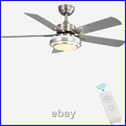 Indoor Ceiling Fan Light Fixtures Remote LED 52 Brushed Nickel Ceiling Fans