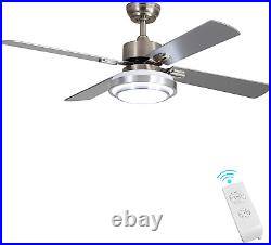 Indoor Ceiling Fan Light Fixtures Remote LED 52 Brushed Nickel Ceiling Fans for