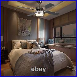 Indoor Ceiling Fan Light Fixtures Remote LED 52 Brushed Nickel Ceiling Fans for