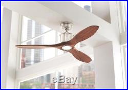 Indoor Ceiling Fan Light Kit LED Remote Control Wood Brushed Nickel 52 Inches