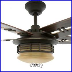 Indoor Ceiling Fan Oil Rubbed Bronze 5 Blades 52 in LED Light Kit Remote Control