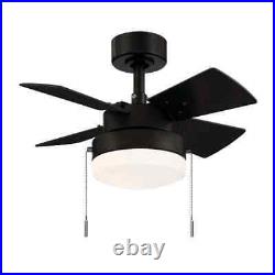 Indoor Ceiling Fan with LED Light Kit, Black, Reverse Control 3 Speed 24 In. NEW