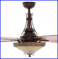 Indoor Modern Bronze Ceiling Fan with 3 Light Shades Kit Remote Control 5 Blades