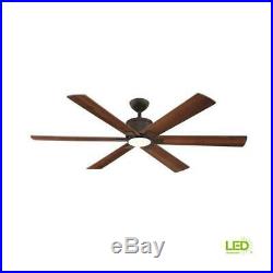Indoor Oil Rubbed Bronze Ceiling Fan 60 Inch LED Light Kit And Remote Control