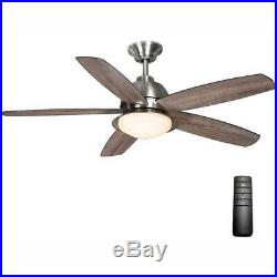 Indoor Outdoor Brushed Nickel Ceiling Fan 52 In LED Light Kit And Remote Control