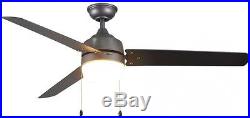 Indoor Outdoor Ceiling Fan with Dome Light Kit 3-Weather Resistant Black Blades