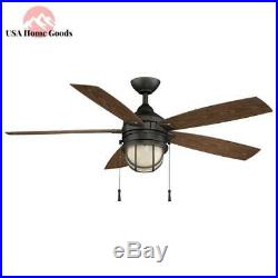 Indoor/Outdoor Natural Iron Ceiling Fan with Light Kit 52 in. LED Mounted