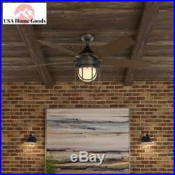 Indoor/Outdoor Natural Iron Ceiling Fan with Light Kit 52 in. LED Mounted