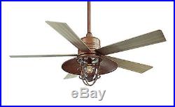 Indoor Outdoor Rustic Copper 54 Electric Ceiling Fan 5 Blade Glass Light Kit