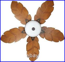 Indoor Tropical Ceiling Fan with Light Kit Five ABS Palm Leaf Blades ETL 52 NEW
