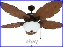 Indoor Tropical Ceiling Fan with Light Kit Five ABS Palm Leaf Blades ETL 52 NEW