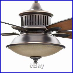 Industrial Bronze 52 Ceiling Fan + Remote Saucer Bowl Dome Light Kit Craftsman