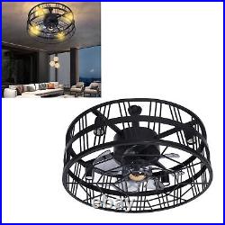 Industrial Enclosed Ceiling Fan Time Function Caged Ceiling Fan Light Kit E12
