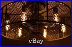 Industrial Indoor Ceiling Fan 6 Bulb Downrod Light Kit Novelty Drum Cage Fixture