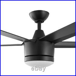 Integrated LED Indoor Matte Black Ceiling Fan with Light Kit and Remote Control