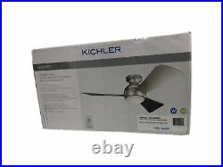 KICHLER Sola 44 in. LED Indoor Flush Mount Ceiling Fan with Light Kit+Wall Control