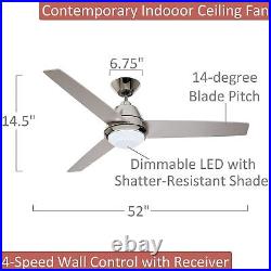Kathy Ireland Home Geode Ceiling Fan with LED Light Kit, Polished Nickel Di
