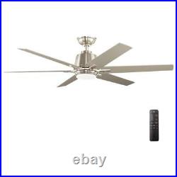 Kensgrove LED Indoor Ceiling Fan 54 Brushed Nickel, Dimmable Light Kit, Remote