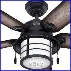 Key Biscayne 54 in Indoor/Outdoor Weathered Zinc Gray Ceiling Fan with Light Kit