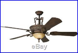 Kichler 300008 60 Indoor Ceiling Fan with Blades, Light Kit, Downrod and Remote