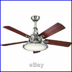 Kichler 300020PN 52 Indoor Ceiling Fan with Blades, Light Kit, Downrod and Remo