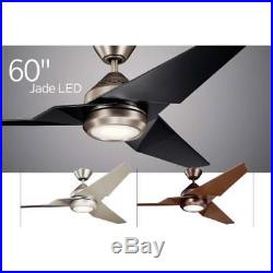 Kichler 300030OBB Jade 60 3-Blade Ceiling Fan with Blades, LED Light Kit & Wall