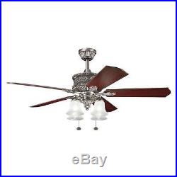 Kichler 300161AP, 52 Corinth Ceiling Fan With Light Kit In Antique Pewter