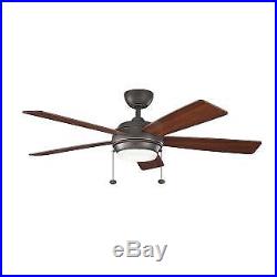 Kichler 300173OZ 52 Indoor Ceiling Fan with Blades, Light Kit, Downrod and Pull