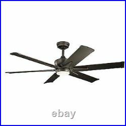 Kichler 300300OZ 60 Outdoor Ceiling Fan with Blades, Light Kit, Downrod and Wal