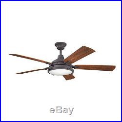 Kichler 310117 60 Outdoor Ceiling Fan with Blades, Light Kit and Wall Control