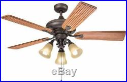 Kichler Bronze 52 inch Ceiling Fan with 3-light Kit Carved Cherry Blades $465