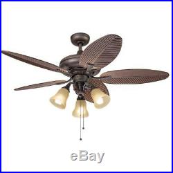 Kichler Bronze 52 inch Ceiling Fan with 3-light Kit With Leaf Blades $465