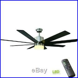 Kingsbrook 60 in. LED Indoor Brushed Nickel Ceiling Fan with Light Kit 9 Speed