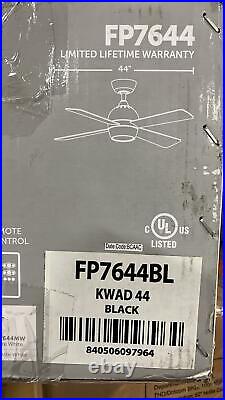 Kwad 44 in. Integrated LED Black Ceiling Fan with Opal Frosted Glass Light Kit