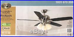 LED Brushed Nickel Ceiling Fan With Light Kit Rockport Traditional Style 52 Inch