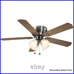 LED Ceiling Fan 52 In. Brushed Nickel Indoor With Light Kit Traditional Style