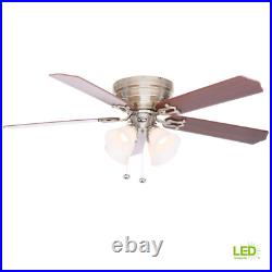 LED Ceiling Fan 52 In. Brushed Nickel Indoor With Light Kit Traditional Style