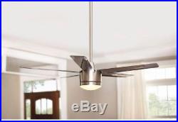 LED Indoor Ceiling Fan Downrod WithLight Kit Remote Control Brushed Nickel 52 in
