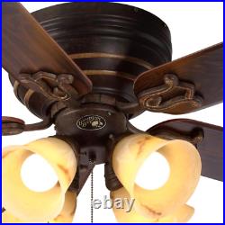 LED Indoor Iron Ceiling Fan 52 in. With Light Kit Reversible Blades Flush Mount 5.0