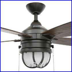 LED Indoor Outdoor Natural Iron Ceiling Fan Light Kit 52 in Mission Cage Style