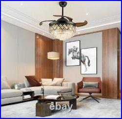 LED Lights 42 Crystal Chandelier Invisible Ceiling Fan with Remote Control