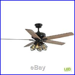 LED Matte Black Carlisle 60 Inch Ceiling Fan With Remote Control And Light Kit