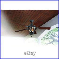 Lake Placido 52-in Ceiling Fan With Light Kit 5-Blade Indoor/Outdoor Black Iron