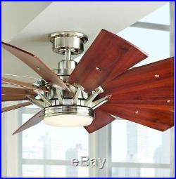 Large 60 in. LED Indoor Brushed Nickel Ceiling Fan with Light Kit Remote Control