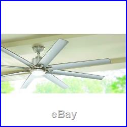 Large Ceiling Fan 72 in. LED Outdoor Brushed Nickel Light Kit Remote Control